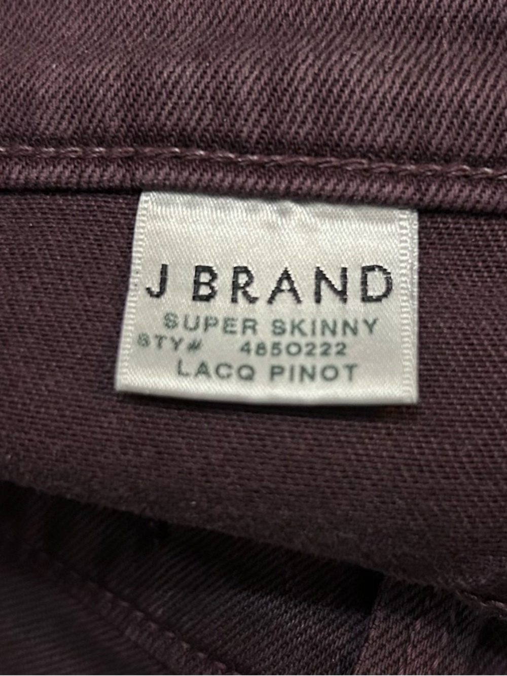 J Brand Super Skinny Pants Jeggings in Lacquered Pinot Wash (purple)- Size 29 - Picture 9 of 13